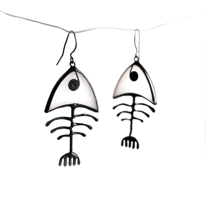Handmade Fish Skeleton Earrings