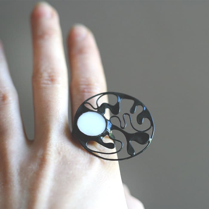 Adjustable Surreal White Ring