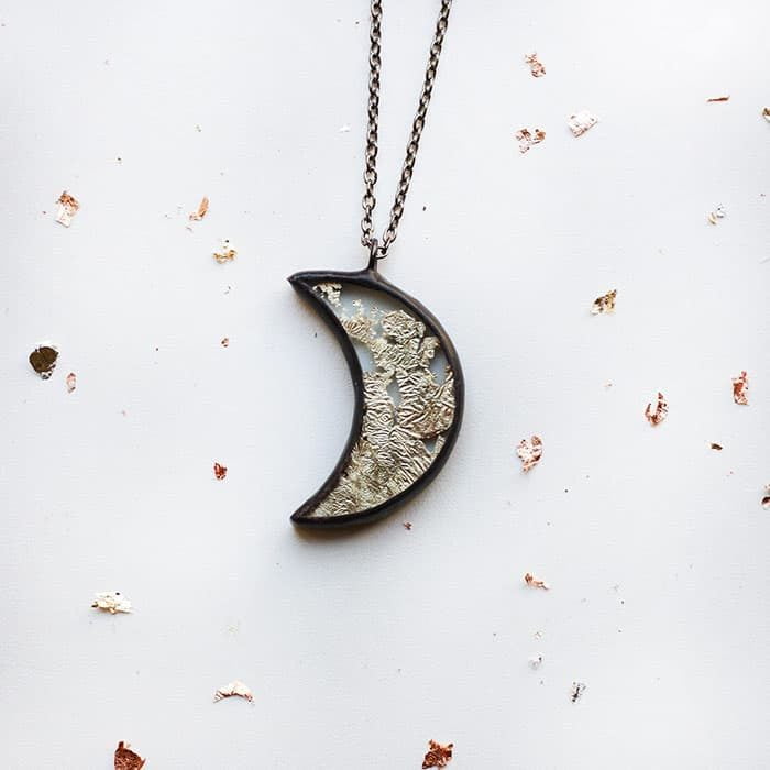 Terrarium half moon necklace