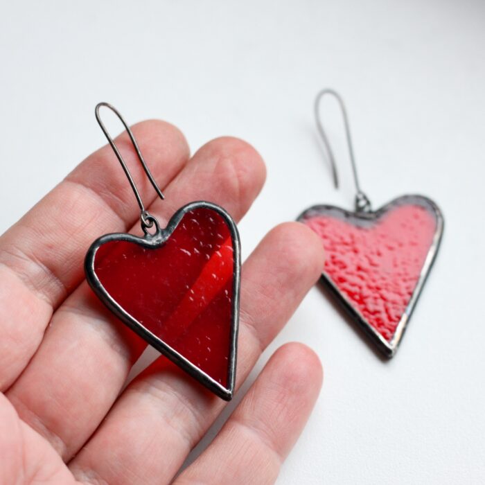 Bold Red Heart Earrings