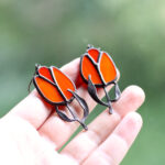 Bright Orange Tulip Earrings