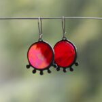 Iridescent Red Statement Earrings