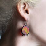 Iridescent Red Statement Earrings