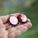 Iridescent Red Statement Earrings