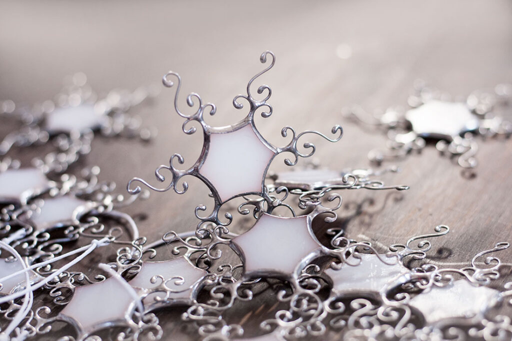stained glass snowflake ornament